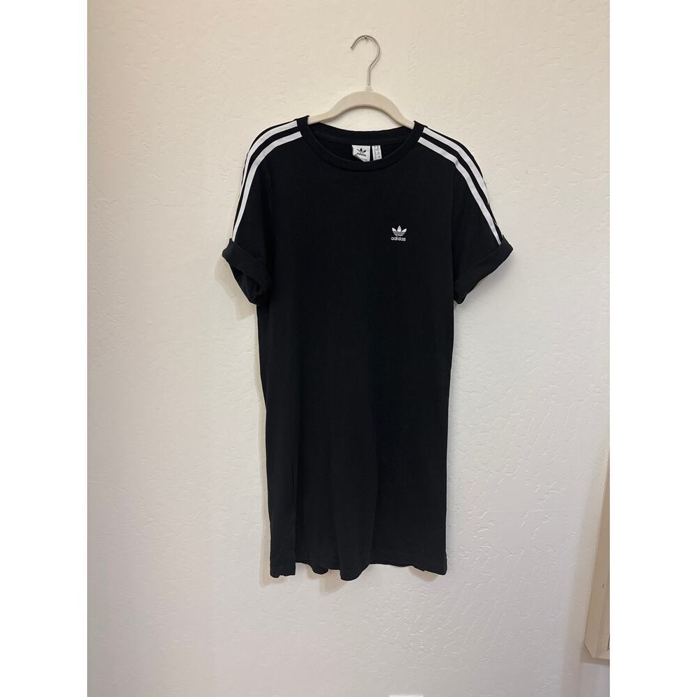Women’s Black Adidas Trefoil T-shirt Dress - Size XS